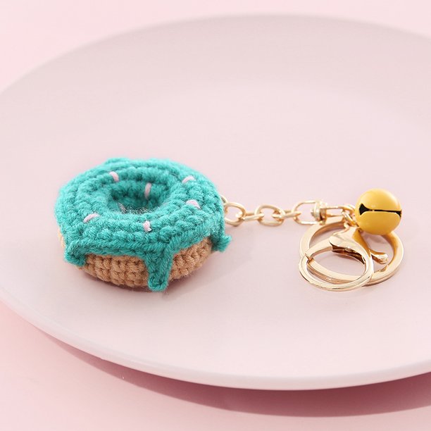 Llavero con forma de bola de peluche, colgante creativo, llavero tejido a mano con forma de fruta, colgante de peluche