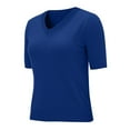 thumbnail image 5 of Women's Short Sleeve Sweaters Sweaters for Women Lightweight Soft Knitted T-Shirt Shirts Blouses V Neck Knit Shirts Summer Sweater T Shirts Sweater Sweater Shirts Pullover Tops Blue XL, 5 of 9