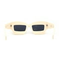 thumbnail image 3 of Womens Razor Blade Geometric Thick Horn Rim Temple Rectangle Sunglasses Ivory Black, 3 of 4