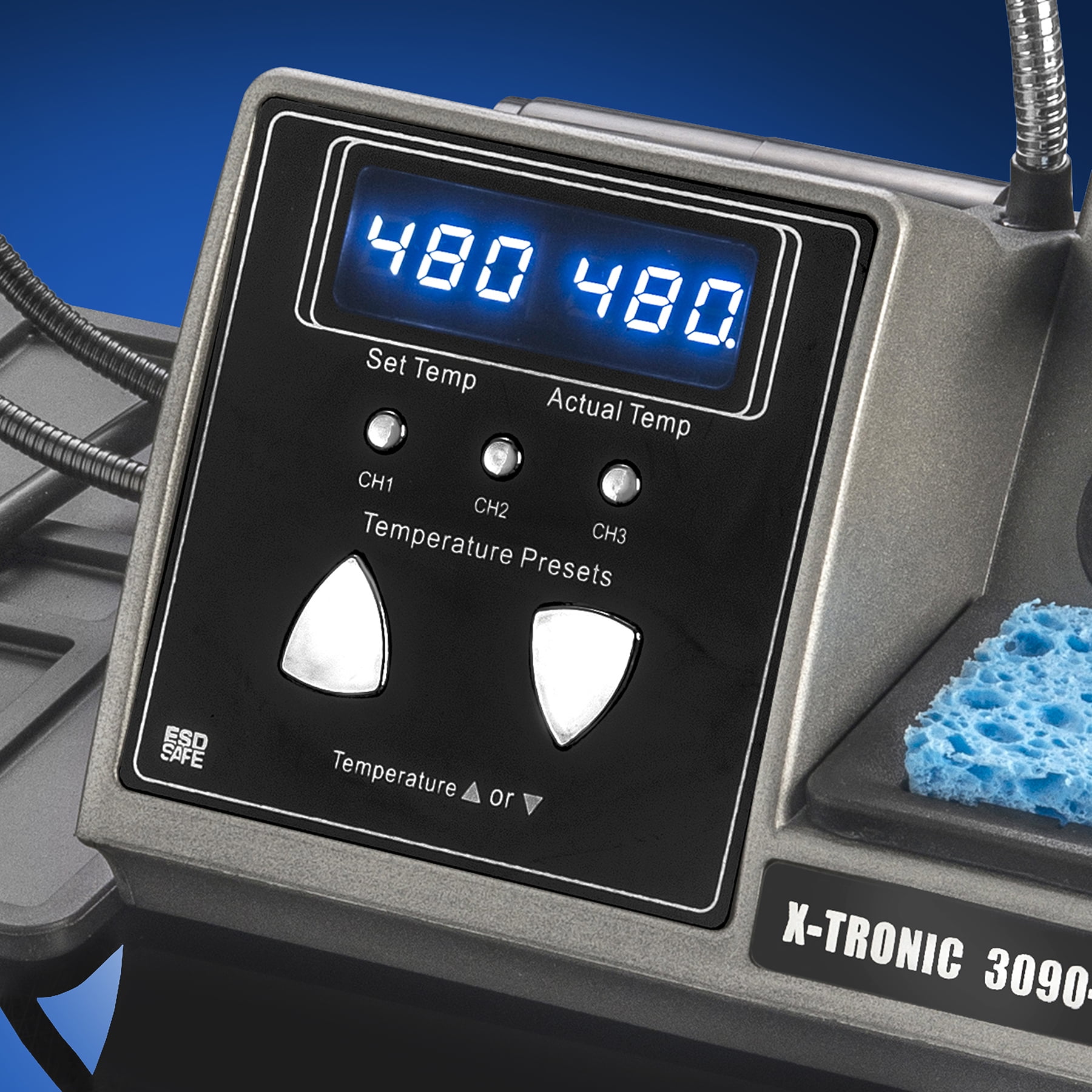 X-Tronic 3090-PRO-X 75 W Soldering Iron Station w/ Accessories, Adjustable Sleep & Temp Presets, C/F & More