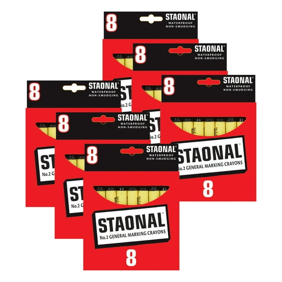 Crayola Staonal Marking Crayons, Black, 8 Per Pack, 6 Packs