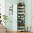thumbnail image 4 of 10 Tier Metal Shoes Rack, Bug Hull Narrow Stackable Shoes Shelf with Hooks, Shoe Tower for 20-24 Pairs Shoe and Boots Organizer, Black, 4 of 9