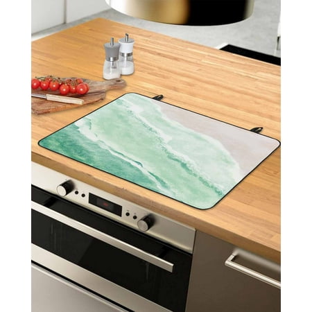 

Green Coastal Ombre Stove Top Covers for Electric Stove Heat Insulation Fireproof Glass Cooktop Cover Counter Top Glass Stove Cover 36 x21 Spring Summer Ocean Beach Nautical Seaside