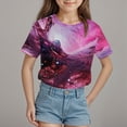 thumbnail image 2 of TOWED22 Girls Short Sleeve T Shirts Kids Summer Tops Crewneck Tees 5-14 Years(Hot Pink,3-4 Y), 2 of 4