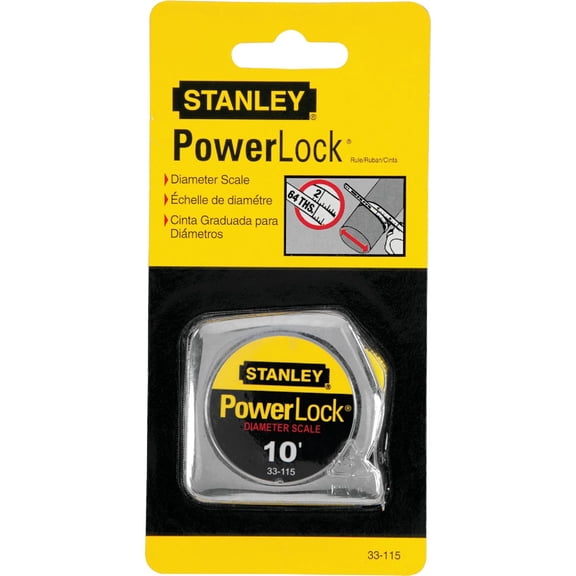 Stanley PowerLock Pocket Tape Rule - Spring Return, Accurate Measurement - 10 ft x 1/4 in