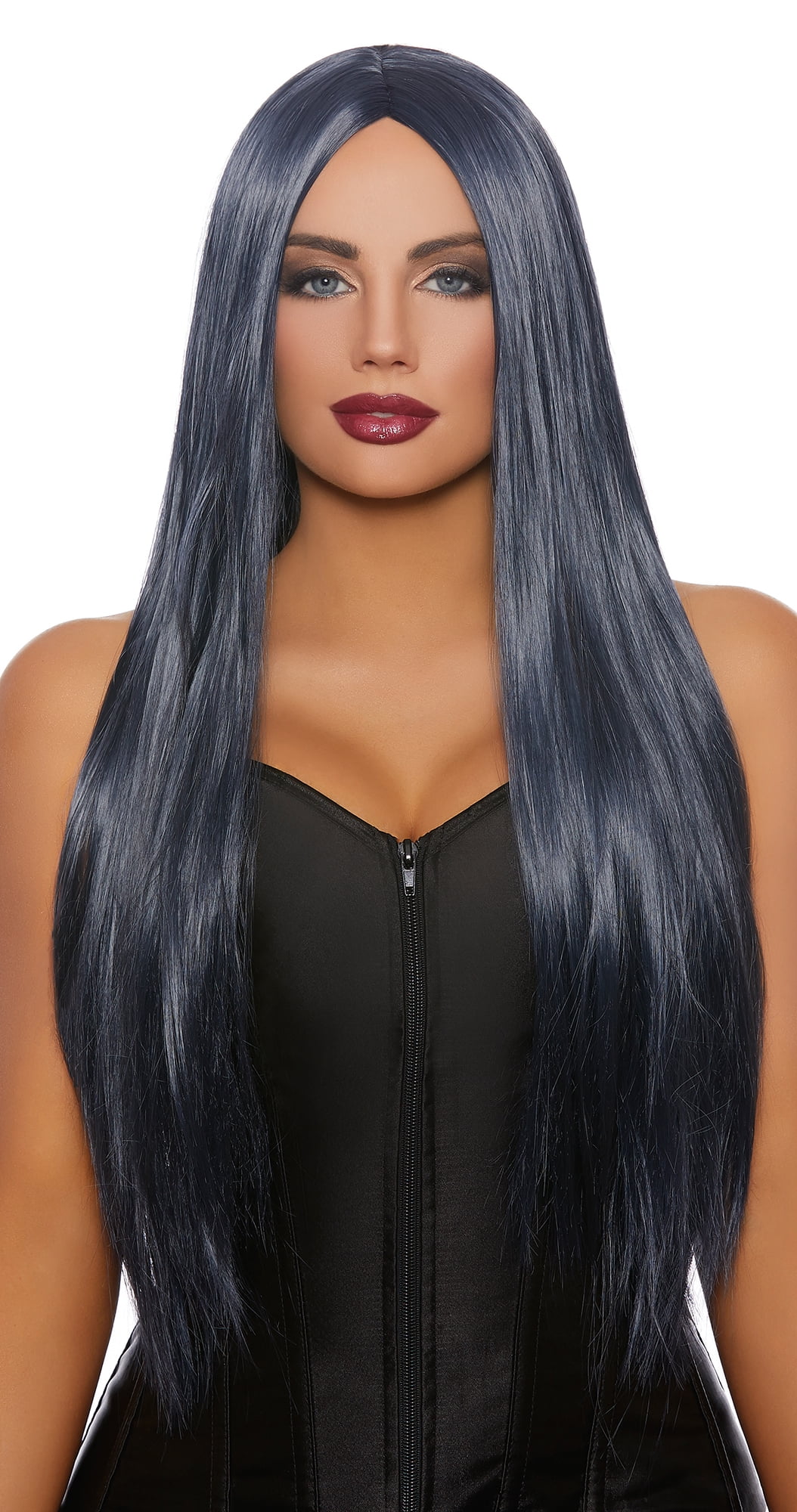 Midnight Black Extra Long Straight Wig Adult Halloween Accessory