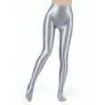 thumbnail image 3 of XUNZOO Womens Glossy Shiny Pantyhose Tights Footed Stockings Yoga Pants Gym Leggings Silver M, 3 of 5