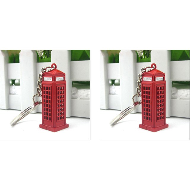 2X Vintage Cabina Telefonica Britanica Miniatura Londres Coche Llavero Llaveros Diecast Llavero Regalo para Mujeres Ninas