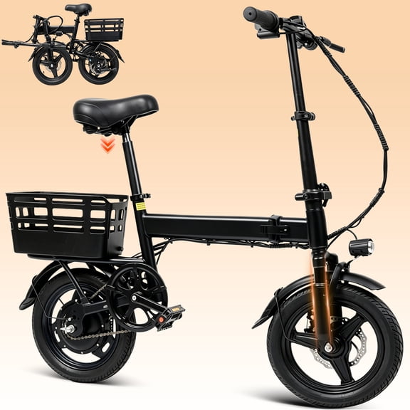 OwnGold Folding Electric Bicycle for Adults,500W Peak Motor,12Ah Battery 35 Miles,20 MPH,14" Wheels,with Basket,UL2849