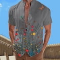 thumbnail image 3 of Camisas De Vestir Para Hombre Slim Fit Camisa de manga corta con solapa y hebilla de bolsillo con impresión digital 3D para hombre (Grey, XL), 3 of 4