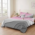 thumbnail image 2 of King Quilt Set 96''x106'', Pink Grey Ombre Lightweight Bedspread Coverlet Set with 2 Pillow Shams, Modern Geometric Abstract Cream Breathable All Season Quilt Bedding for Bedroom/Guest Room, 2 of 9