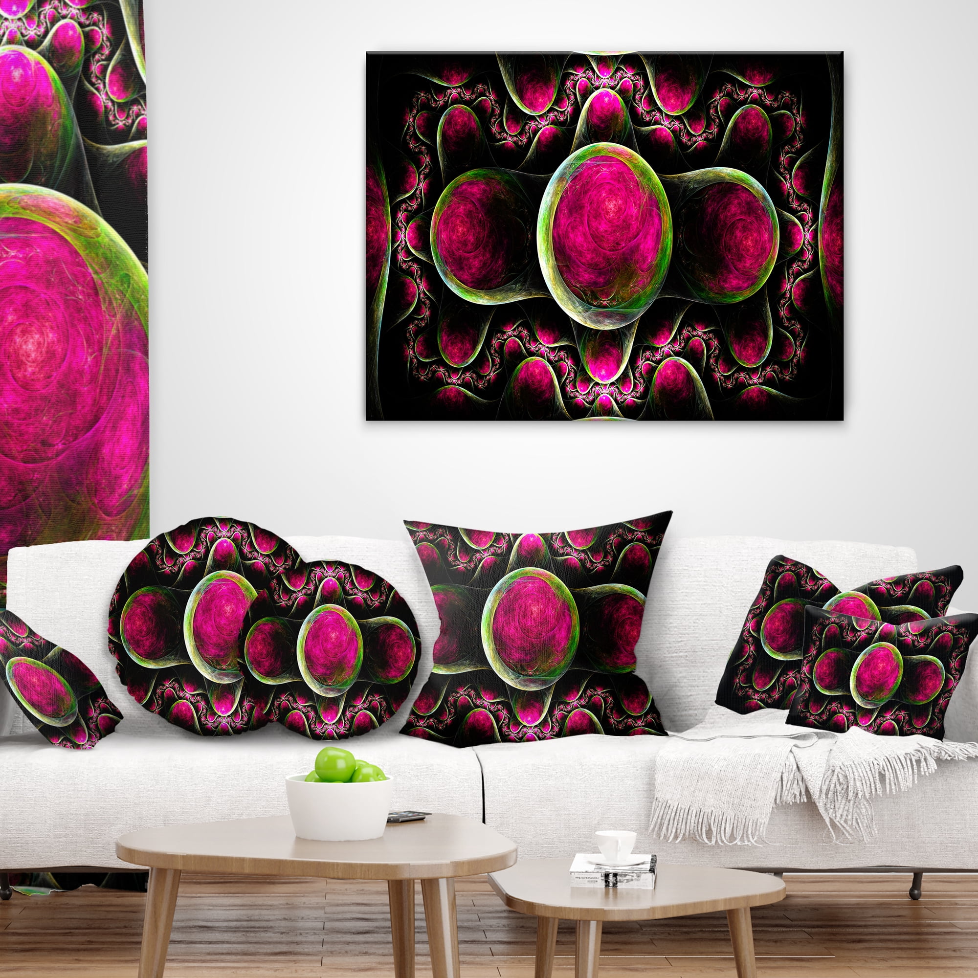 Designart Pink Exotic Fractal Pattern - Abstract Throw Pillow - 18x18