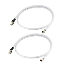 Uxcell 6 Feet RG6 Coax Cable F Type Male to F Type Female Coaxial Cable Plastic White 2pcs