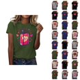 thumbnail image 1 of T-shirt Femme Saint-Valentin 2026 Manches Courtes Col Rond Graphique Cœur d'Amour, 1 of 4