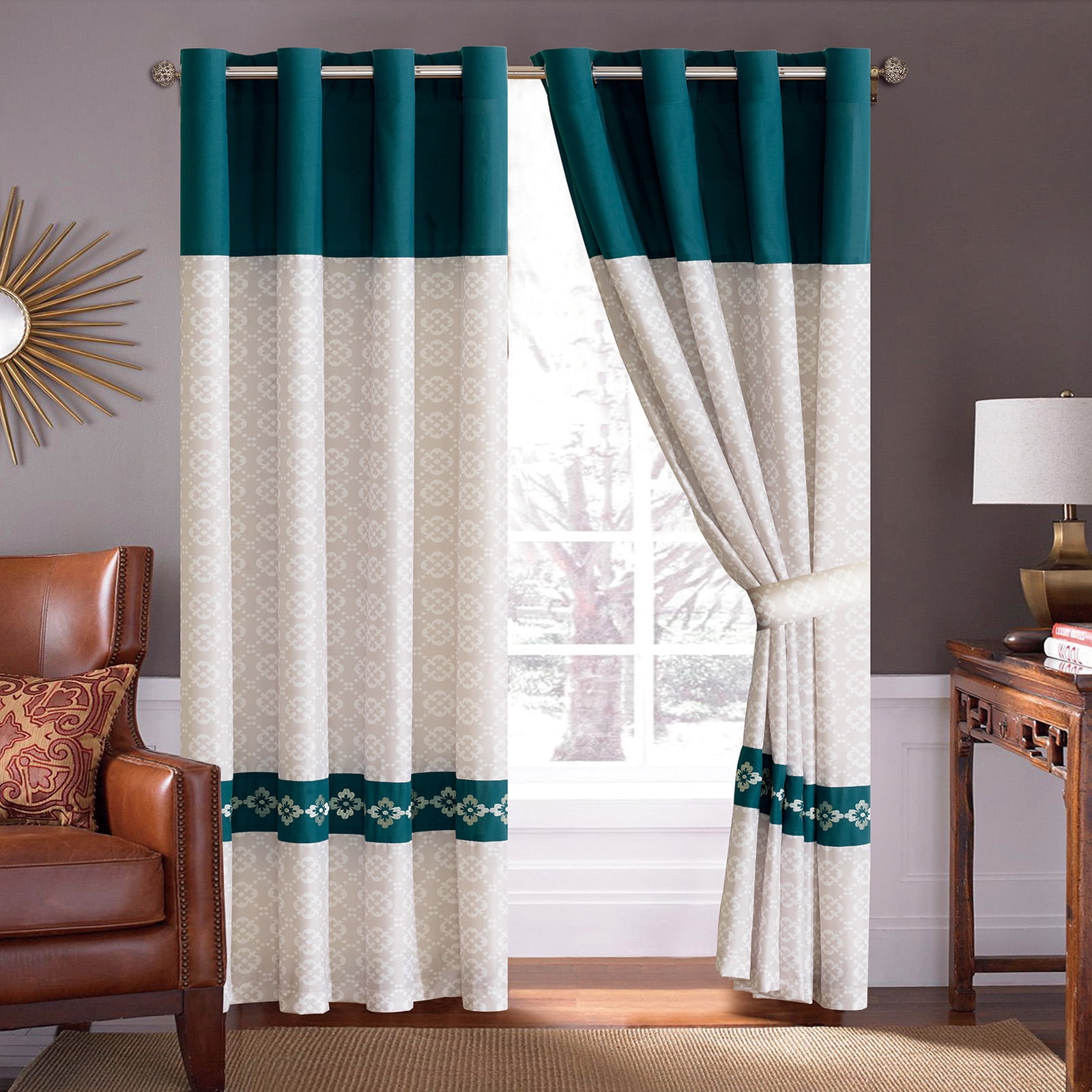 4-Pc Meknes Trellis Clover Floral Damask Embroidery ...