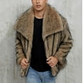 thumbnail image 5 of Xcmzpl Men's Winter Parka Coat Long Sleeve Lapel Collar Faux Fur Coat Solid Open Front Fluffy Jacket Warm Overcoat Outerwear, 5 of 10