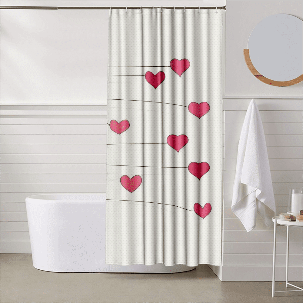 Bextsrack Valentine's Day Shower Curtain Set Love Heart Bathroom Decor