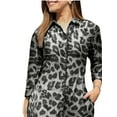 thumbnail image 3 of DYMADE Women Plus Size Leopard Print Long Sleeve Lapel Loose Casual Dress, 3 of 4