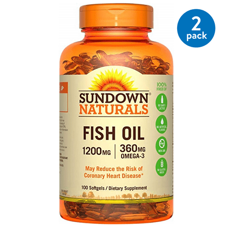 (2 pack) Sundown Naturals Extra Strength Omega-3 Fish Oil Softgels, 1200 Mg, 90