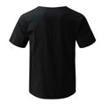 thumbnail image 5 of Bcfgryg Men Summer Solid Color Cotton And Linen Short Sleeve V Neck Button T Shirts Men Shirts Black, 5 of 5