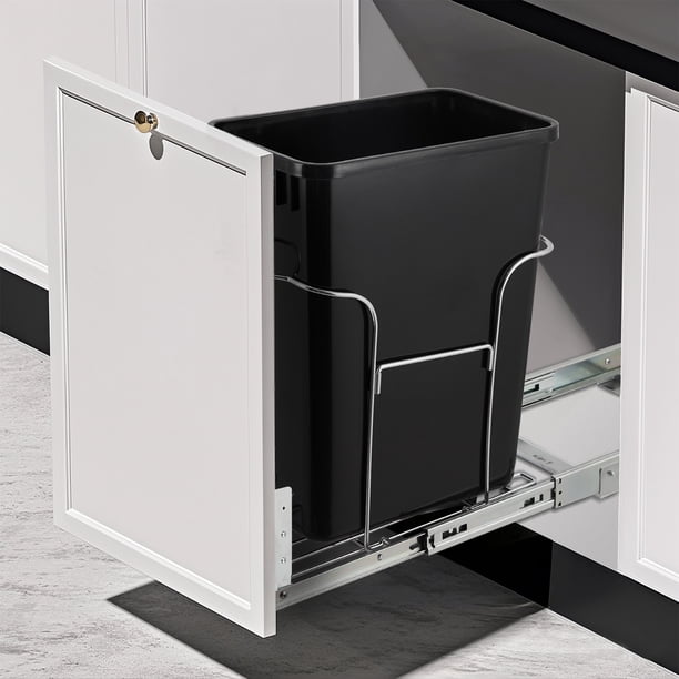Garvee soporte extraíble para bote de basura bajo gabinete con riel deslizante de acero inoxidable y ajuste adaptable para cocina, bote no incluido