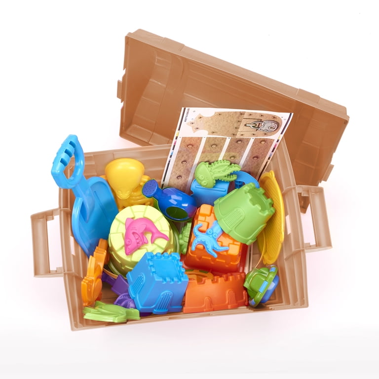 Play Day Treasure Chest with 20-Piece Sand Toys, Brown - Walmart.com