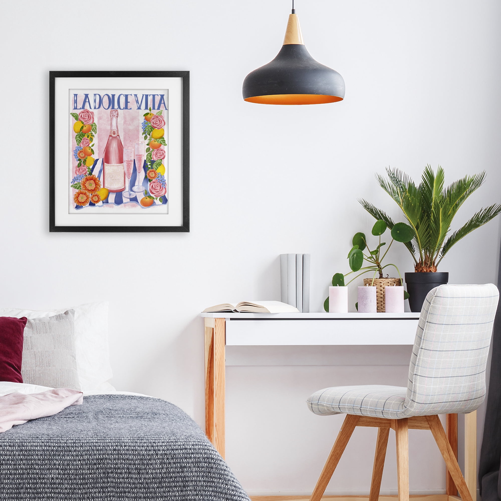 Stupell Industries Pink Champagne Picnic Black Framed Print Under Glass, design by Lori Mosley