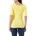 thumbnail image 3 of INSPIRE CHIC Camisetas de Cuello Barco para Mujeres, de Manga Corta, Ajustadas, Suaves, T-Shirt S Color Amarillo Claro, 3 of 6