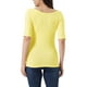 thumbnail image 3 of INSPIRE CHIC Camisetas de Cuello Barco para Mujeres, de Manga Corta, Ajustadas, Suaves, T-Shirt S Color Amarillo Claro, 3 of 6