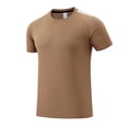 thumbnail image 4 of PLHWHYQ Men's Crew Neck Moisture Wicking Workout Shirts, Lightweight Short Sleeve Athletic Running Gym Performance Activewear Tops Khaki XL, 4 of 7