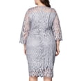 thumbnail image 4 of DYMADE Womens Dinner Party Ball Gown Lace Splicing 3/4 Sleeve Round Neck Elegant Plus Size Dress, 4 of 4