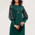 thumbnail image 5 of Women's Cocktail Party Short A-line Dress with Lace Sleeves and Round Neck, 5 of 9