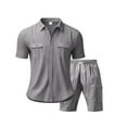thumbnail image 4 of RUTAYY Men's Outfits Business Solid Color Short Sleeve Shirt Pants Casual Daily Wear Sports Comfortable Lightweight Summer Travel Elegant Clothing Sets, 4 of 9
