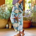 thumbnail image 2 of Flmaly vacation outfits for women High Waistband Women's Retro Printed Loose Pocket Patchwork Casual Cotton And Linen Pants Vacation Outfits, 2 of 5