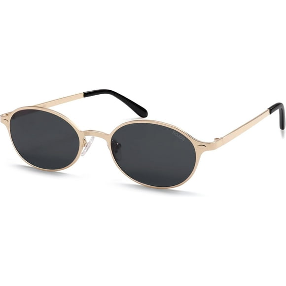 Small Retro Oval Polarized Sunglasses Womens Mens, 80s 90s Chic Trendy Round Metal Frame Sunnies SJ1260