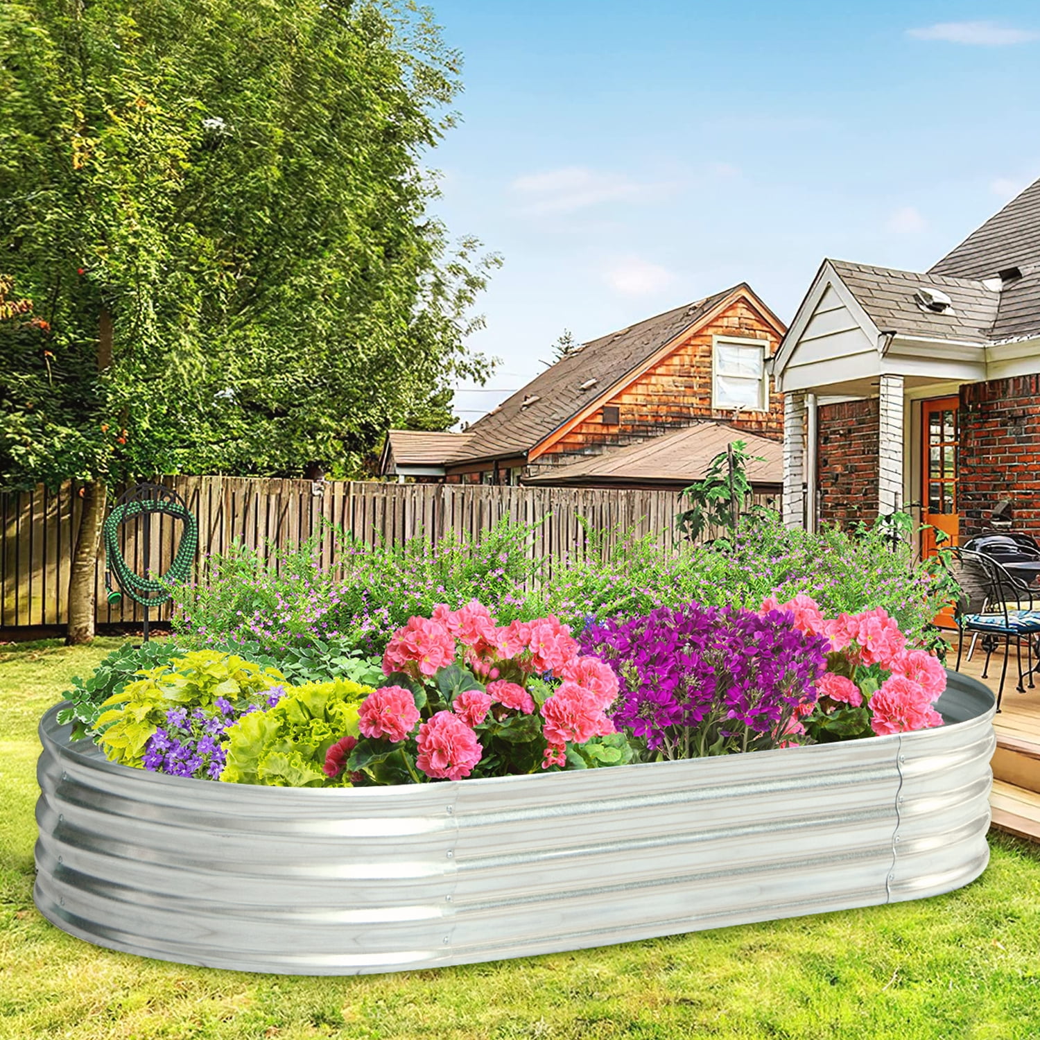 6x3x1ft Galvanized Garden Bed Outdoor Elevated Raised Garden Bed