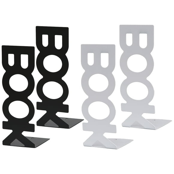 KAKOWELY bookends for shelves 4Pcs Metal Bookends Letter Shaped Book Holders Book Ends Hollow Book Stands File Book Holders8.19"X2.95"X3.35"
