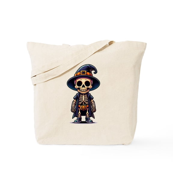 CafePress - Halloween Spooky Skeleton Witch - Unisex Canvas Tote Bag, Beige, 1-Piece