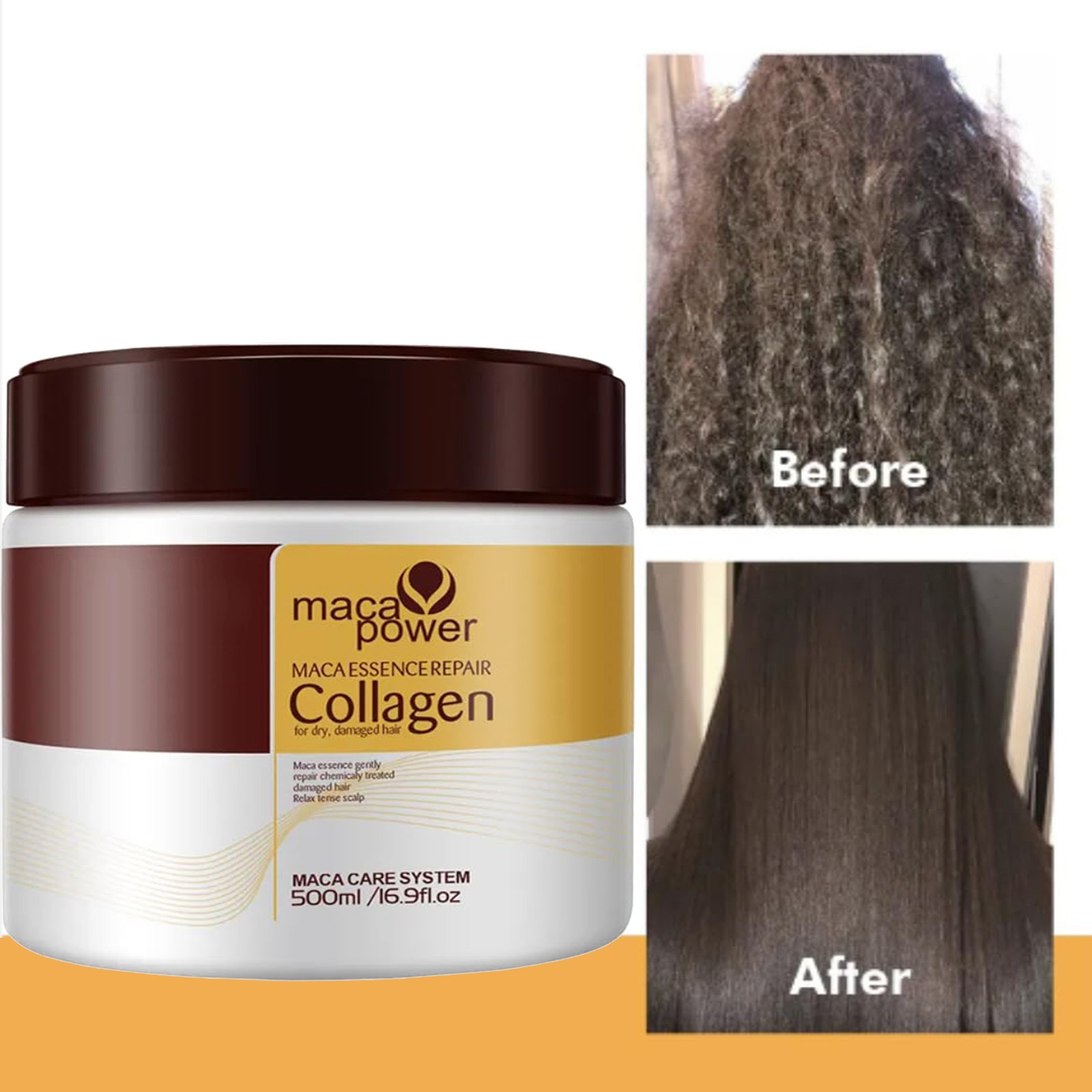 Karseell Collagen Hair Treatment Deep Repair Conditioning Argan Oil Collagen Hair Mask Essence for Dry Damaged Hair All Hair Types 16.90 oz 500ml