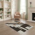 thumbnail image 2 of ODIKA 4'x6' Ivory Geometric Abstract Washable Area Rug Modern Design With Bold Graphic Ornamental Stain Resistant, Low Pile, Easy Care for Dorm Room, Small Living, 2 of 7