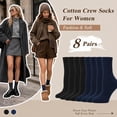thumbnail image 2 of Loritta Women Crew Socks, Soft Cotton Dress Socks Pack Athletic Socks for Women, Size 9-11, 8 Pairs, 2 of 8