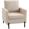 thumbnail image 1 of HOMCOM Fauteuil d'Appoint Moderne Rembourré avec Poches Latérales, Beige, 1 of 10