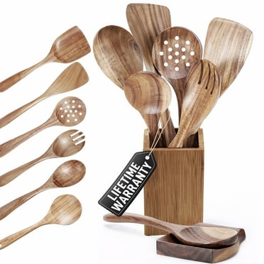 Store Indya 8-piece Acacia wood cooking utensil set – non-toxic, heat-resistant, scratch-free