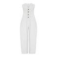 thumbnail image 4 of Qiopertar Linen Jumpsuit for Women Casual Sleeveless Romper Solid Color Summer Beach Vacation Comfy Relaxed Oversized One Piece, White L, 4 of 6