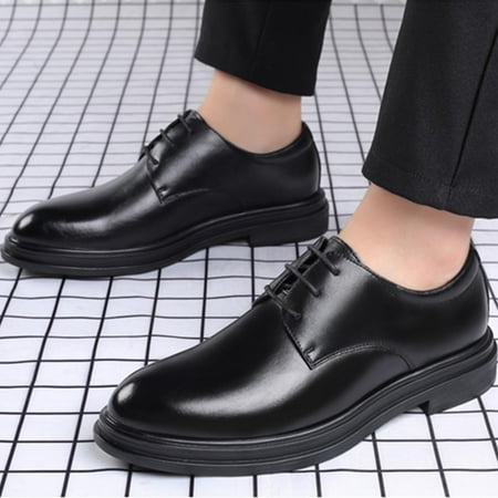 

Men’s Leather Shoes Business Male Fashion Minimalist Style Solid Lace-up Shoes