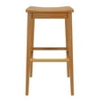 thumbnail image 5 of Plank+Beam 30" Bar Stool, Set of 2 Solid Wood Modern Kitchen Stools, Saddle Seat Backless Bar Height Chair with Metal Footrest, Pecan, 5 of 10