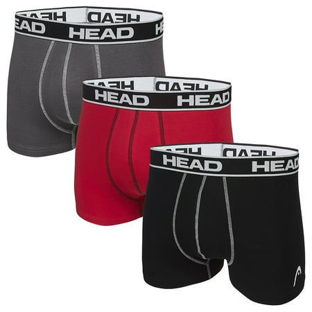 HEAD Mens Boxer Briefs Athletic Fit Underwear 3-Pack Stretch Cotton/Spandex (Best Athletic Underwear 2019)