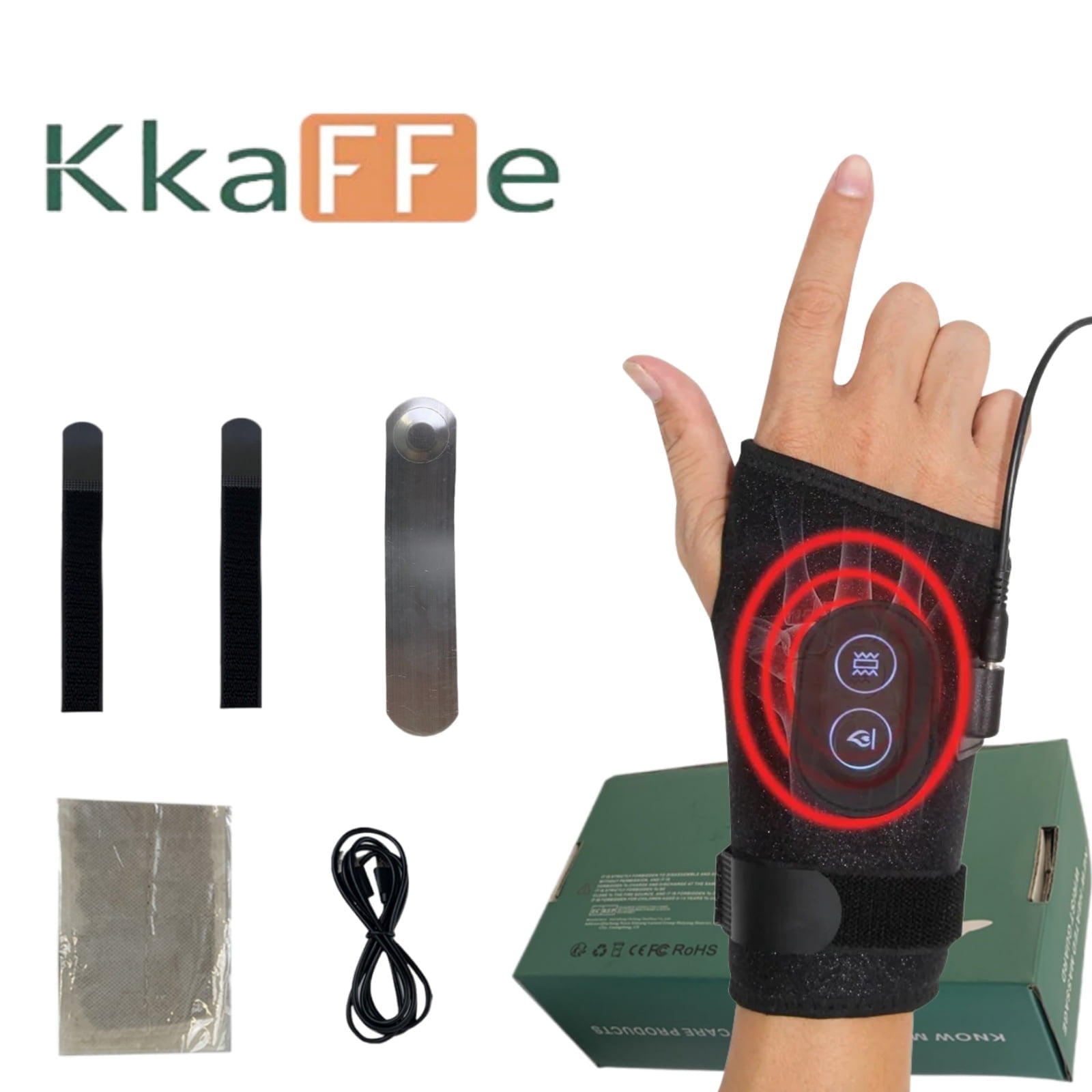 KkaFFe Heat Wrist Brace Right Hand Heating Pad Wrist Pain Support for Tenosynovitis, Tendonitis, Arthritis