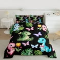 thumbnail image 2 of Homewish Kawaii Colorful Dinosaur 3 Pieces Queen Comforter Set for Children Teens Girls,Cute Animal Dino Ultra Soft Bedding Sets,Floral Butterfly Bedding Comforter Set,Super Cozy Room Decor, 2 of 8