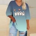 thumbnail image 1 of Heisall Womens T-shirts Halloween Print V-Neck 3/4 Sleeve Loose Plus Size Casual Fashion Daily Wear Tops, 1 of 4
